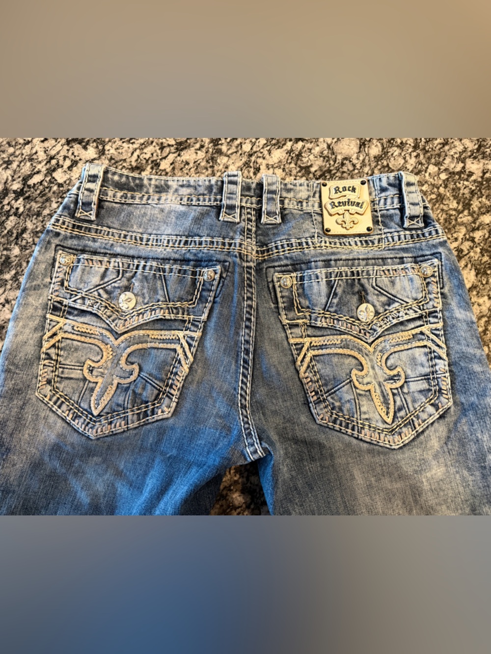 Rock Revival Light Blue Denim Jeans with Embroidered Back Pockets